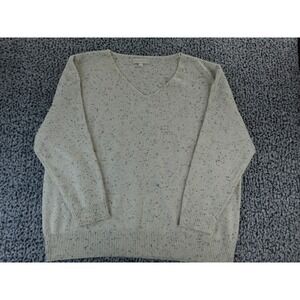 Weekend by Suzanne Betro Speckled V Neck Sweater 3X 4X Beige Knit